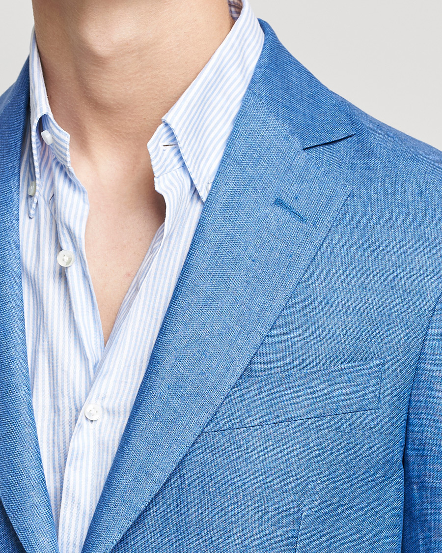 Herre | Dressjakker | Oscar Jacobson | Ferry Soft Patch Pocket Linen Blazer Light Blue