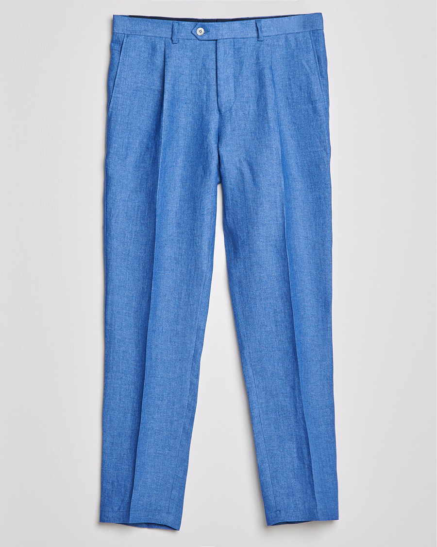 Herre | Bukser | Oscar Jacobson | Delon Linen Trousers Light Blue