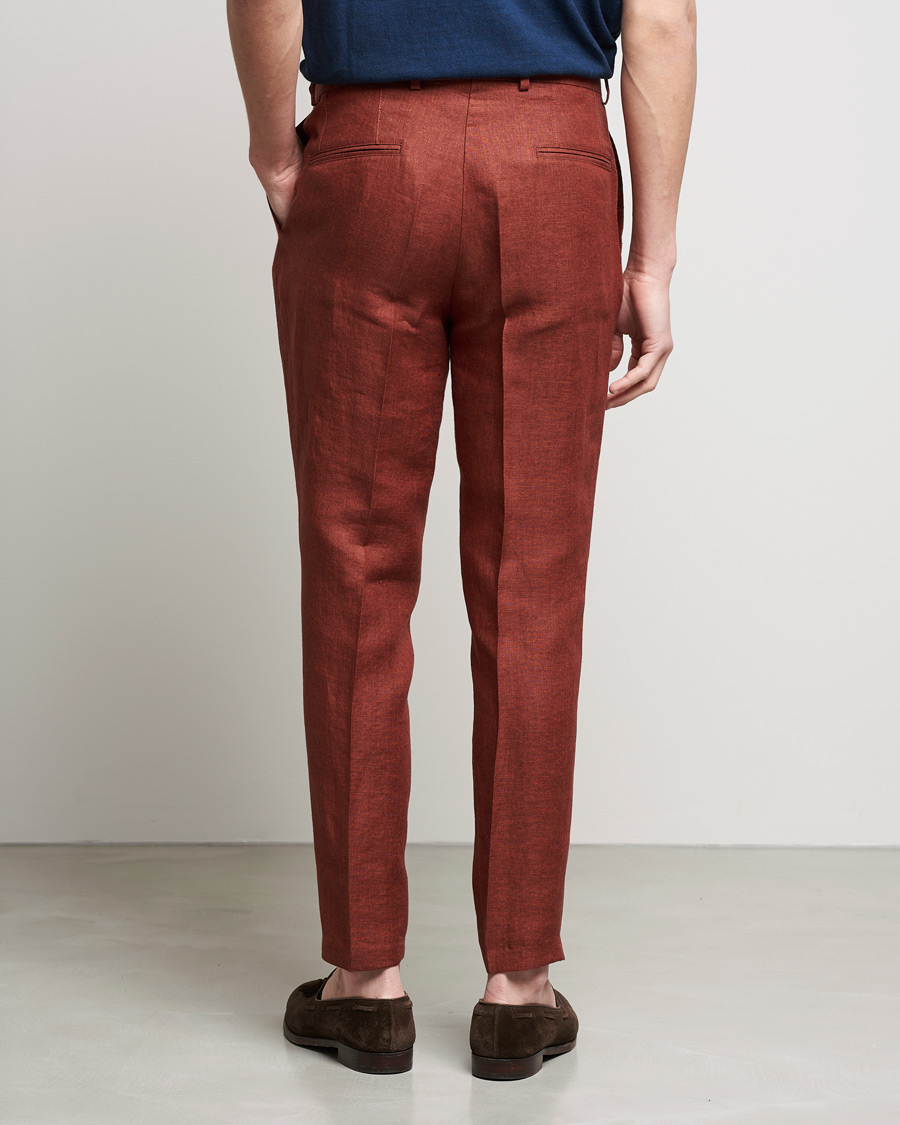 Herre | Bukser | Oscar Jacobson | Delon Linen Trousers Rust