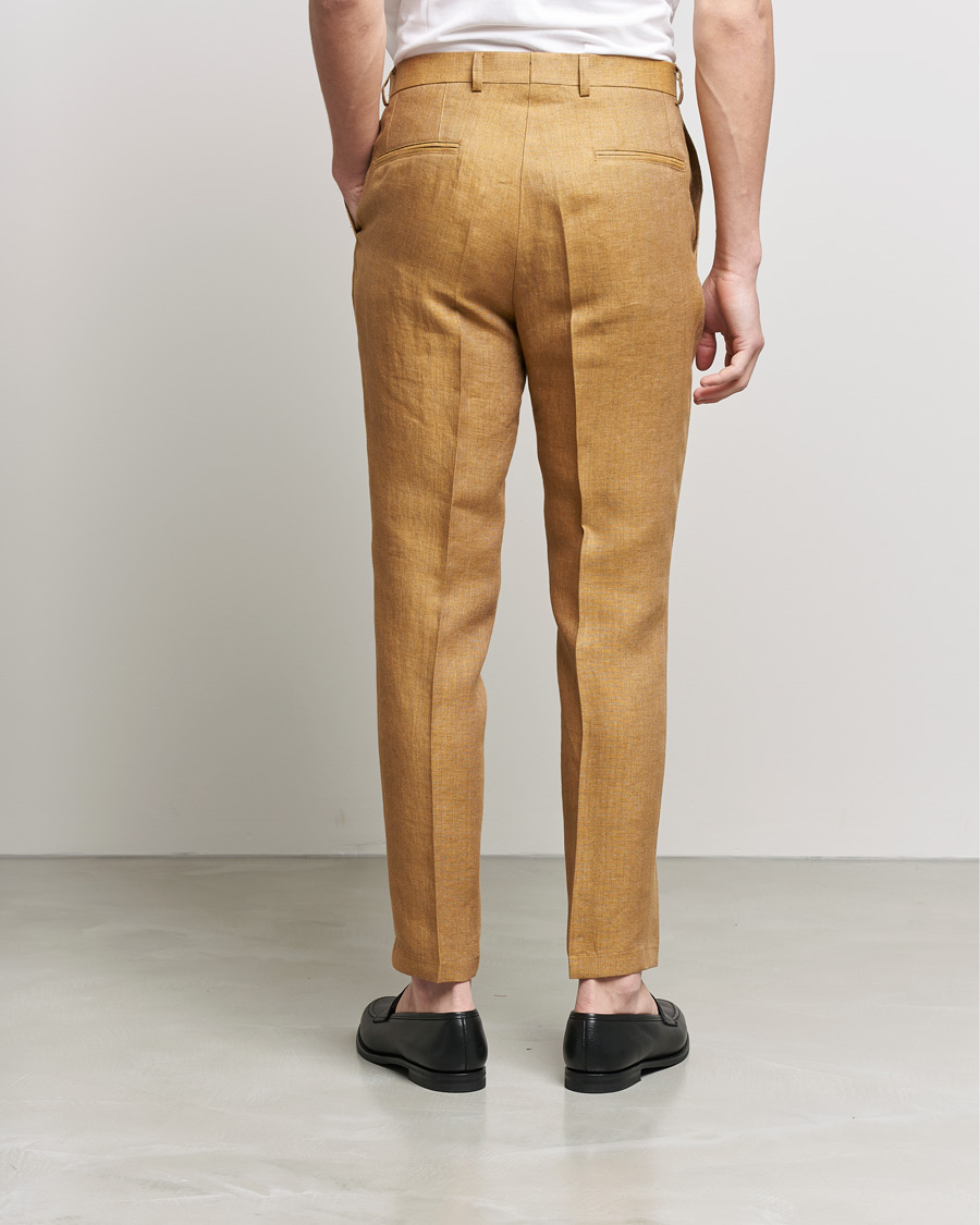 Herre | Bukser | Oscar Jacobson | Delon Linen Trousers Dusky Yellow
