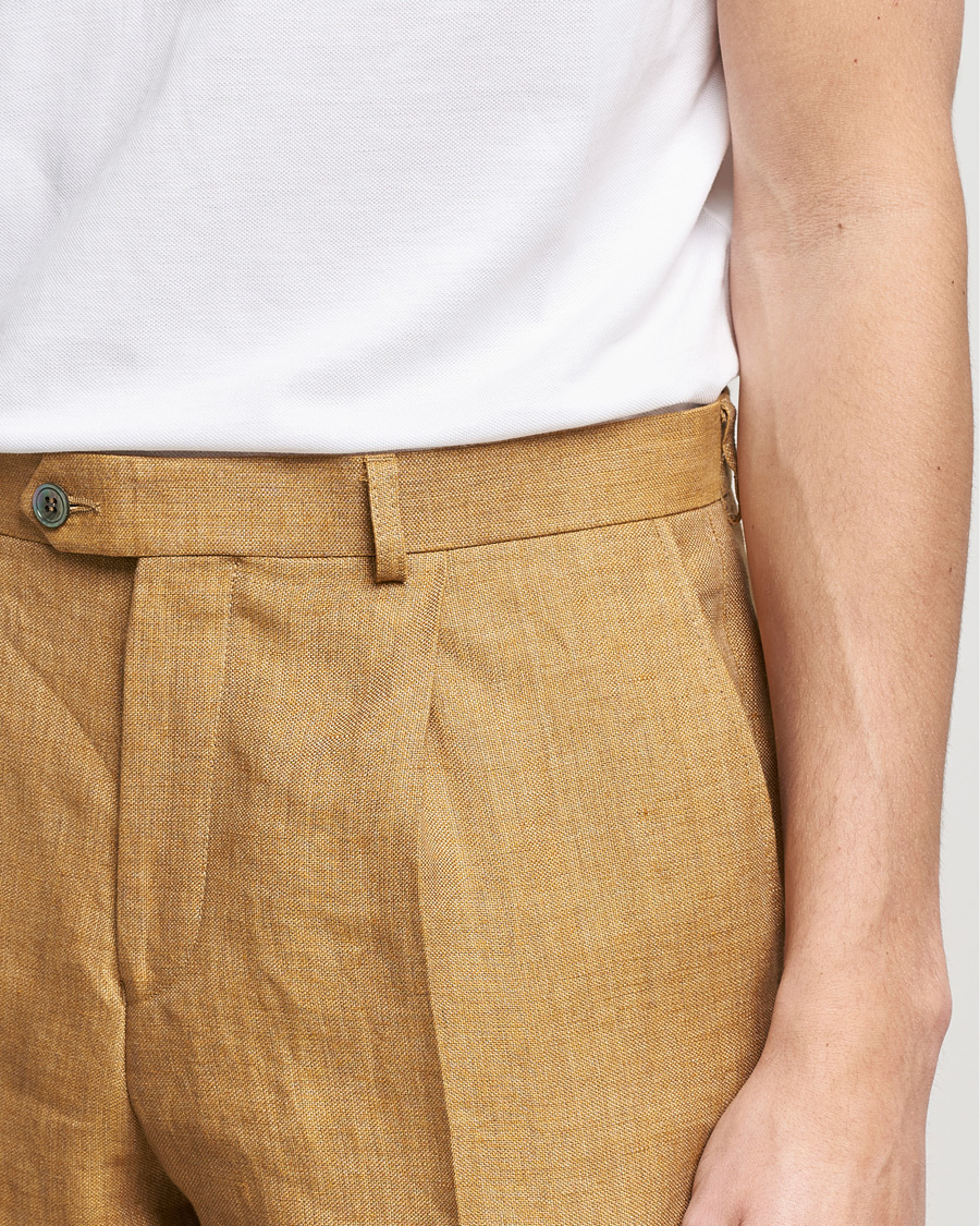 Herre | Bukser | Oscar Jacobson | Delon Linen Trousers Dusky Yellow
