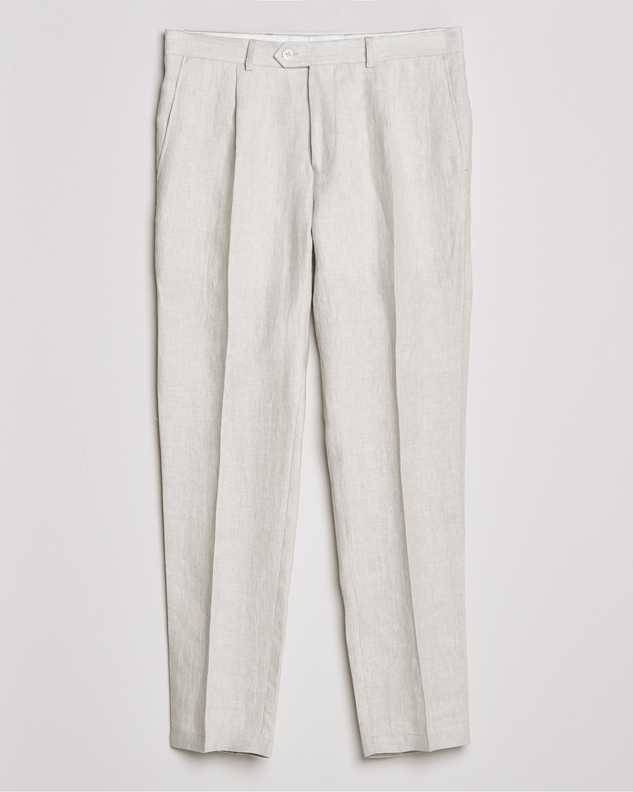 Herre | Bukser | Oscar Jacobson | Delon Linen Trousers Creme