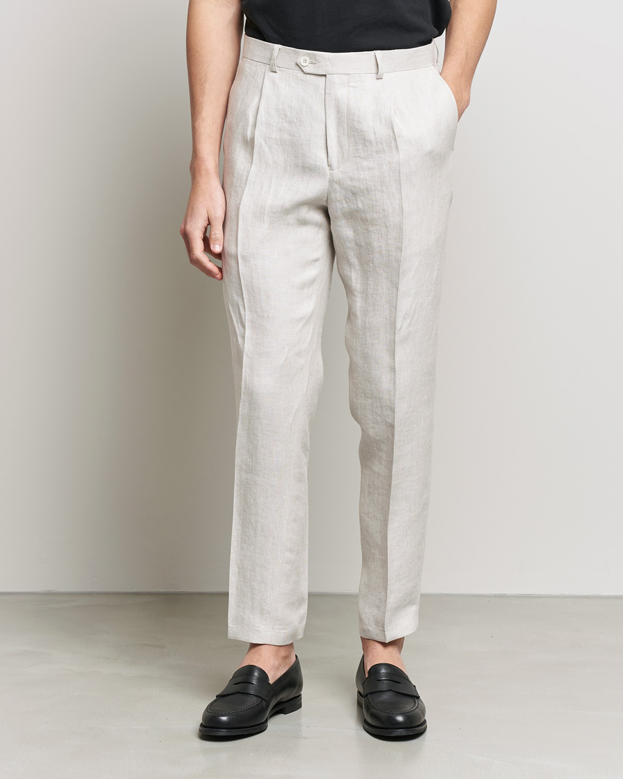 Herre | Bukser | Oscar Jacobson | Delon Linen Trousers Creme