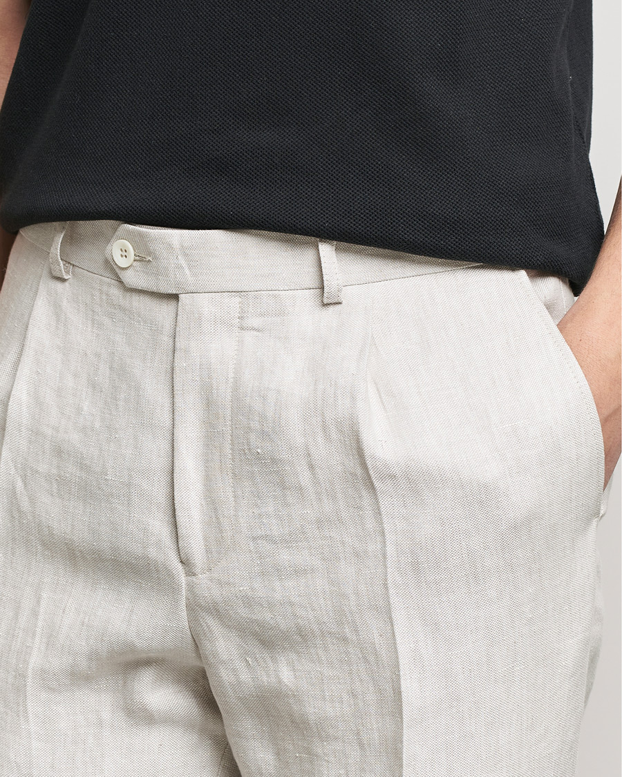 Herre | Bukser | Oscar Jacobson | Delon Linen Trousers Creme