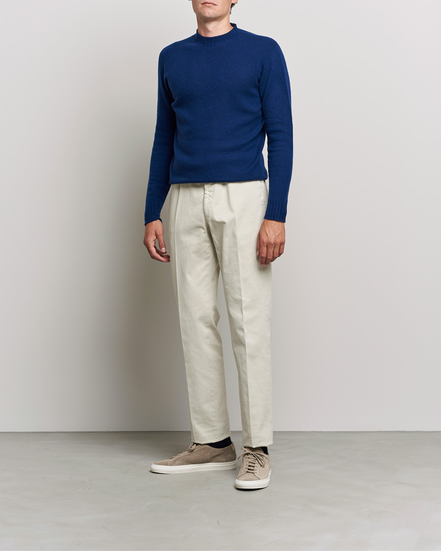 Herre | | Altea | Wool/Cashmere Crew Neck Sweater Open Blue