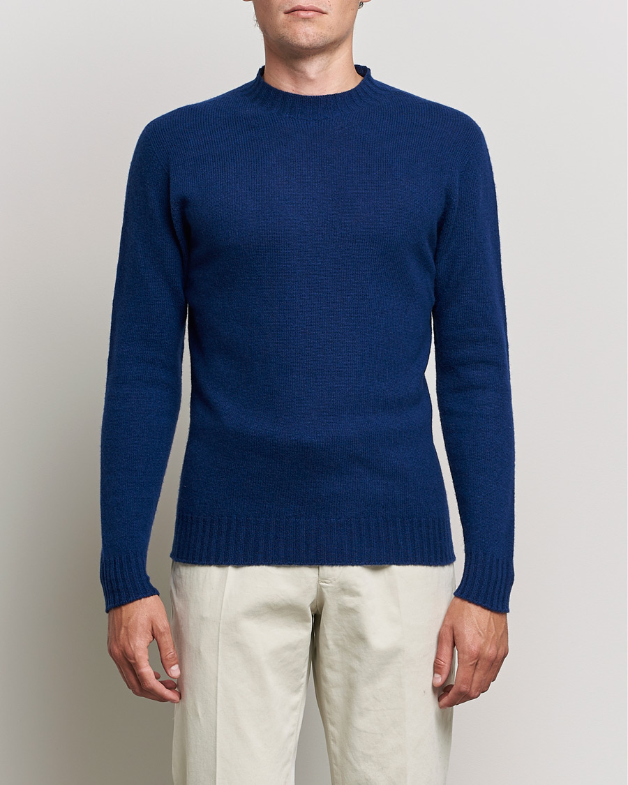 Herre | | Altea | Wool/Cashmere Crew Neck Sweater Open Blue