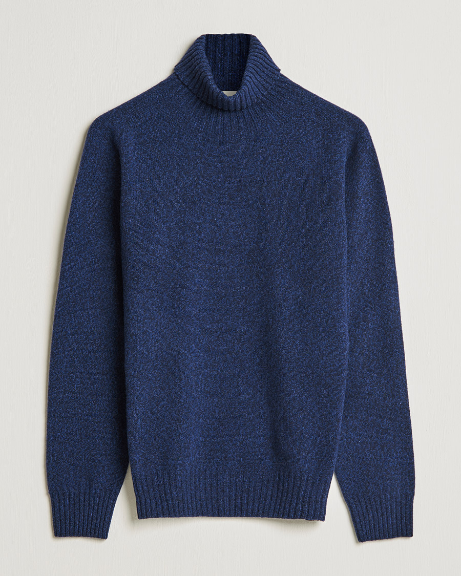 Herre | Gensere | Altea | Cashmere Mouline Rollneck Navy Melange