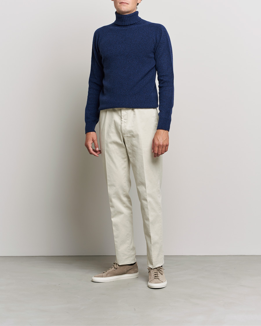 Herre | Gensere | Altea | Cashmere Mouline Rollneck Navy Melange