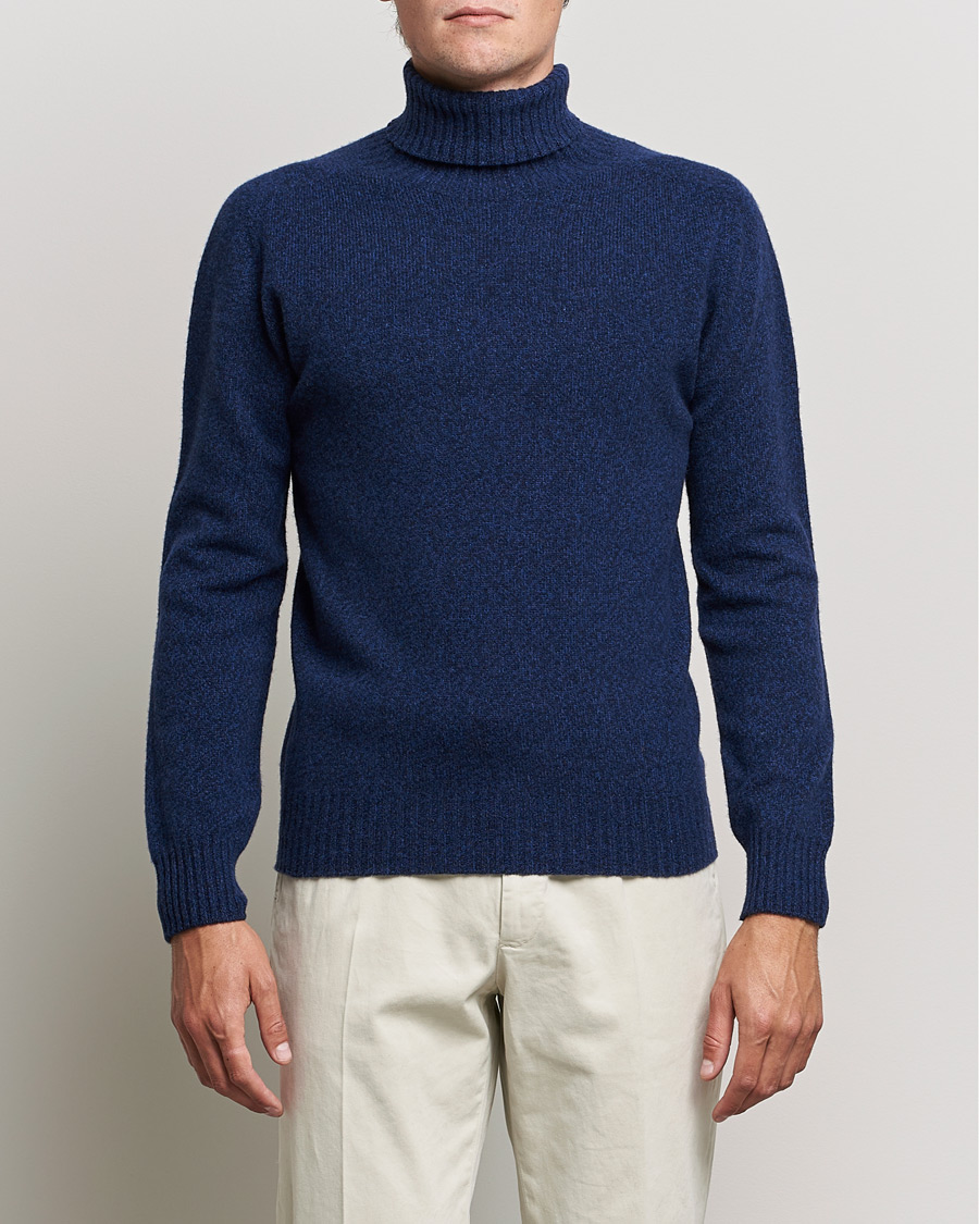 Herre | Gensere | Altea | Cashmere Mouline Rollneck Navy Melange