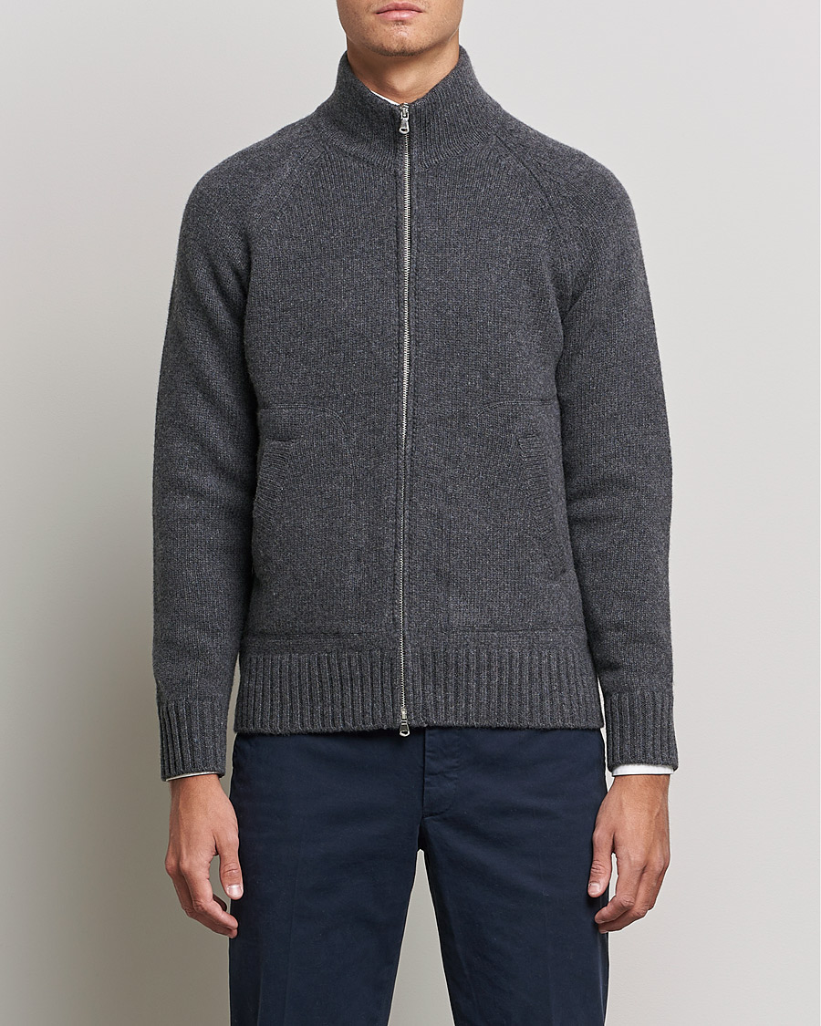 Herre | Gensere | Altea | Wool Zip Jacket Grey Melange