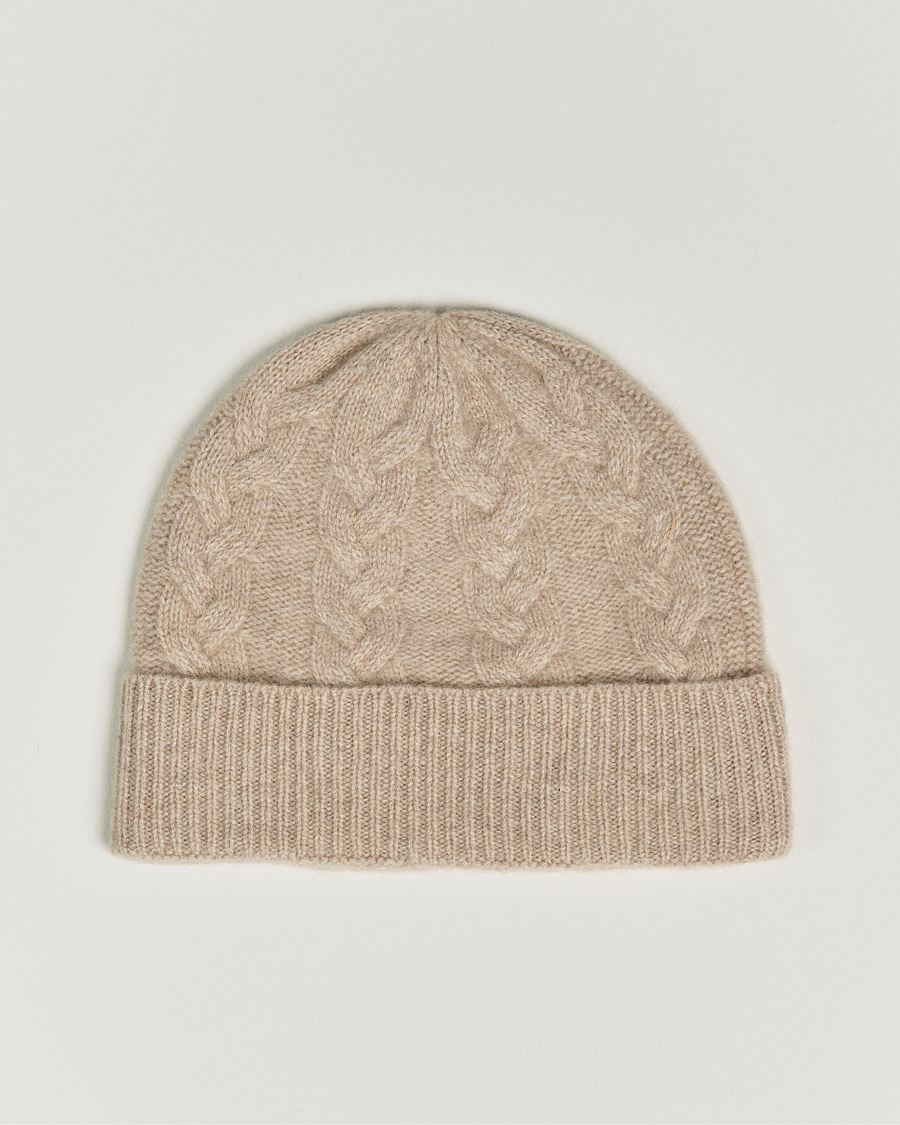 Herre | Amanda Christensen Cashmere Cable Knitted Cap Beige Melange | Amanda Christensen | Cashmere Cable Knitted Cap Beige Melange