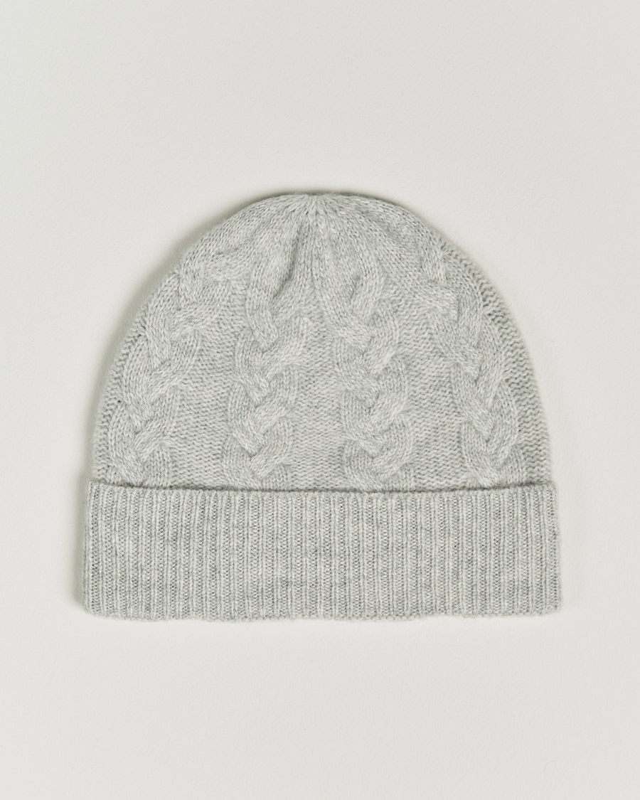 Herre | | Amanda Christensen | Cashmere Cable Knitted Cap Light Grey Melange