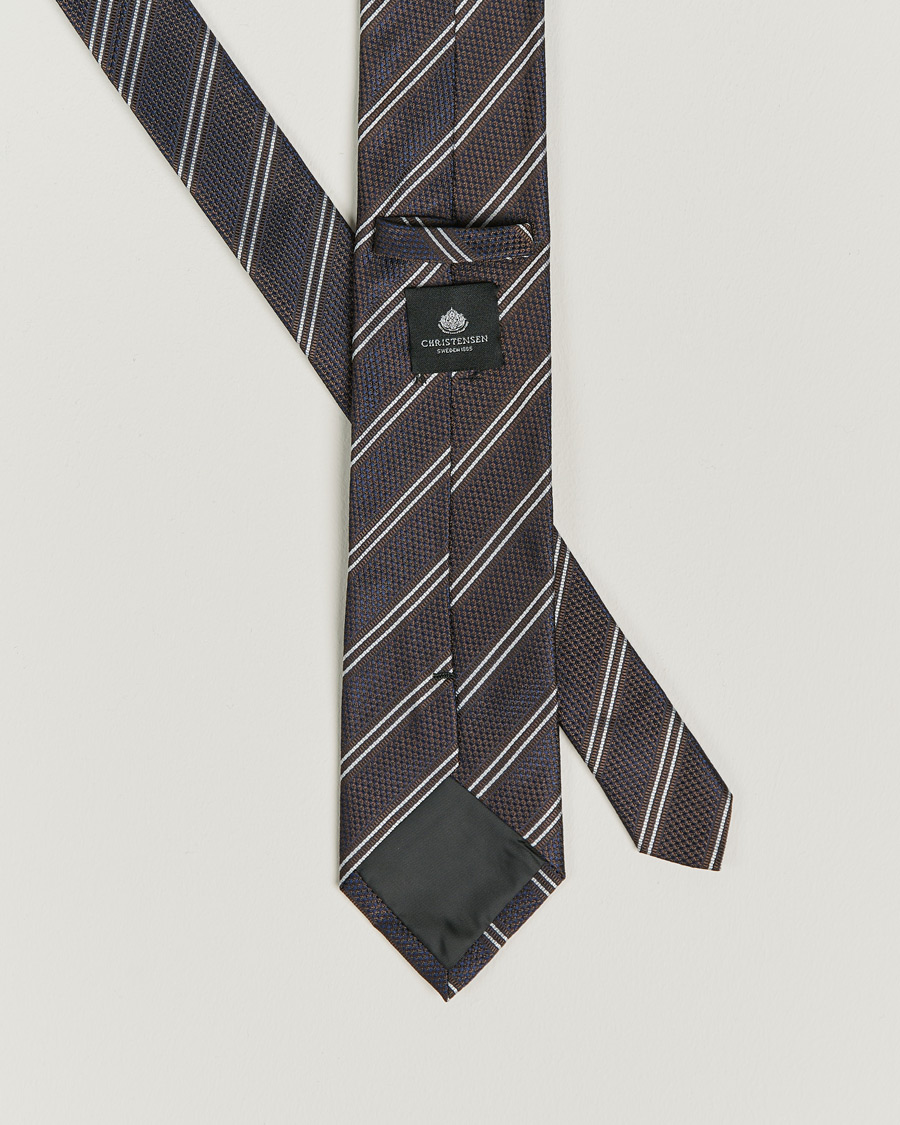 Herre | Amanda Christensen Box Set Silk Striped Tie And Wool Pocket Square Brown | Amanda Christensen | Box Set Silk Striped Tie And Wool Pocket Square Brown