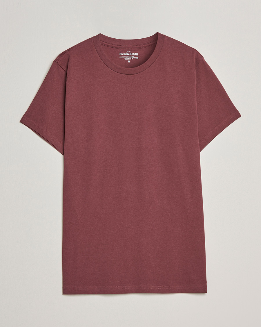 Herre | T-Shirts | Bread & Boxers | Heavy Cotton Crew Neck T-shirt Burgundy
