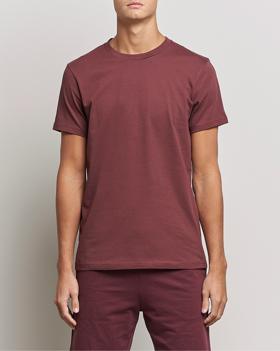 Herre | T-Shirts | Bread & Boxers | Heavy Cotton Crew Neck T-shirt Burgundy