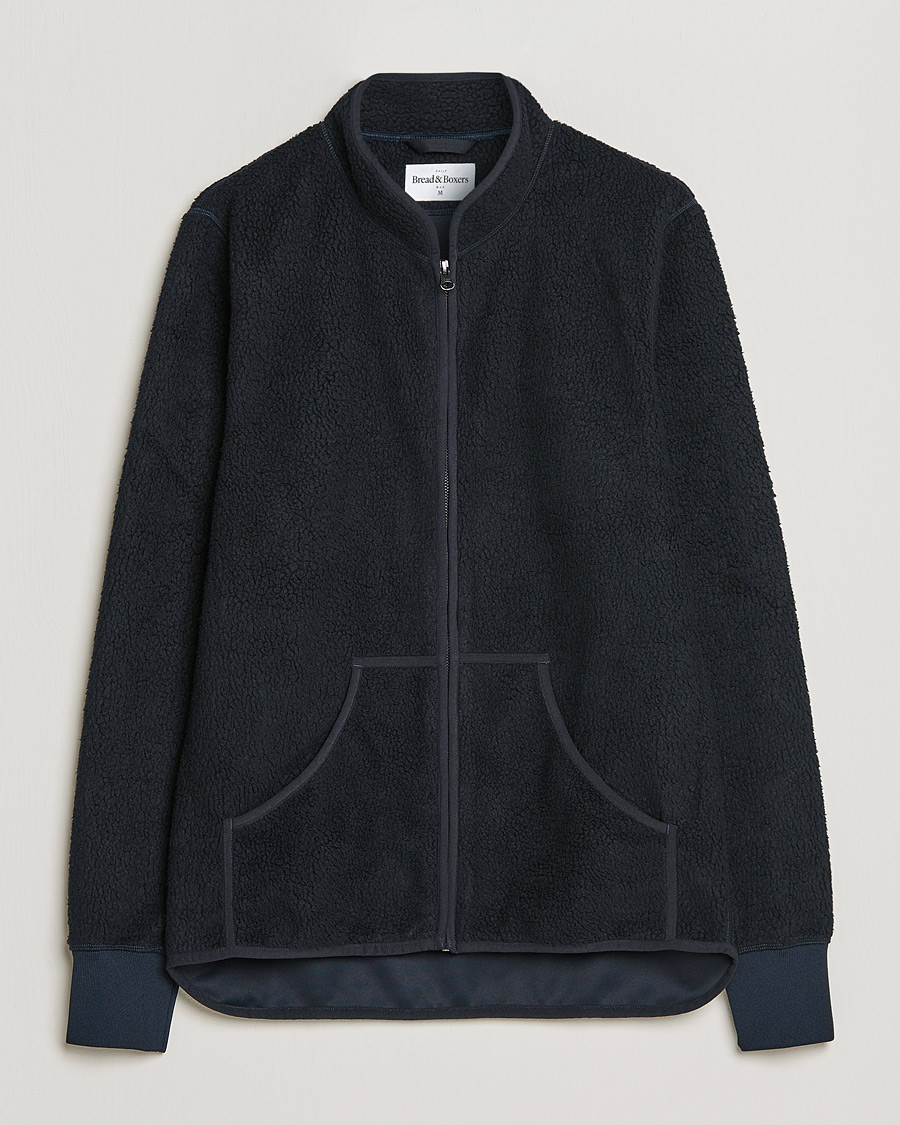 Herre | Gensere | Bread & Boxers | Full Zip Fleece Jacket Navy Blue