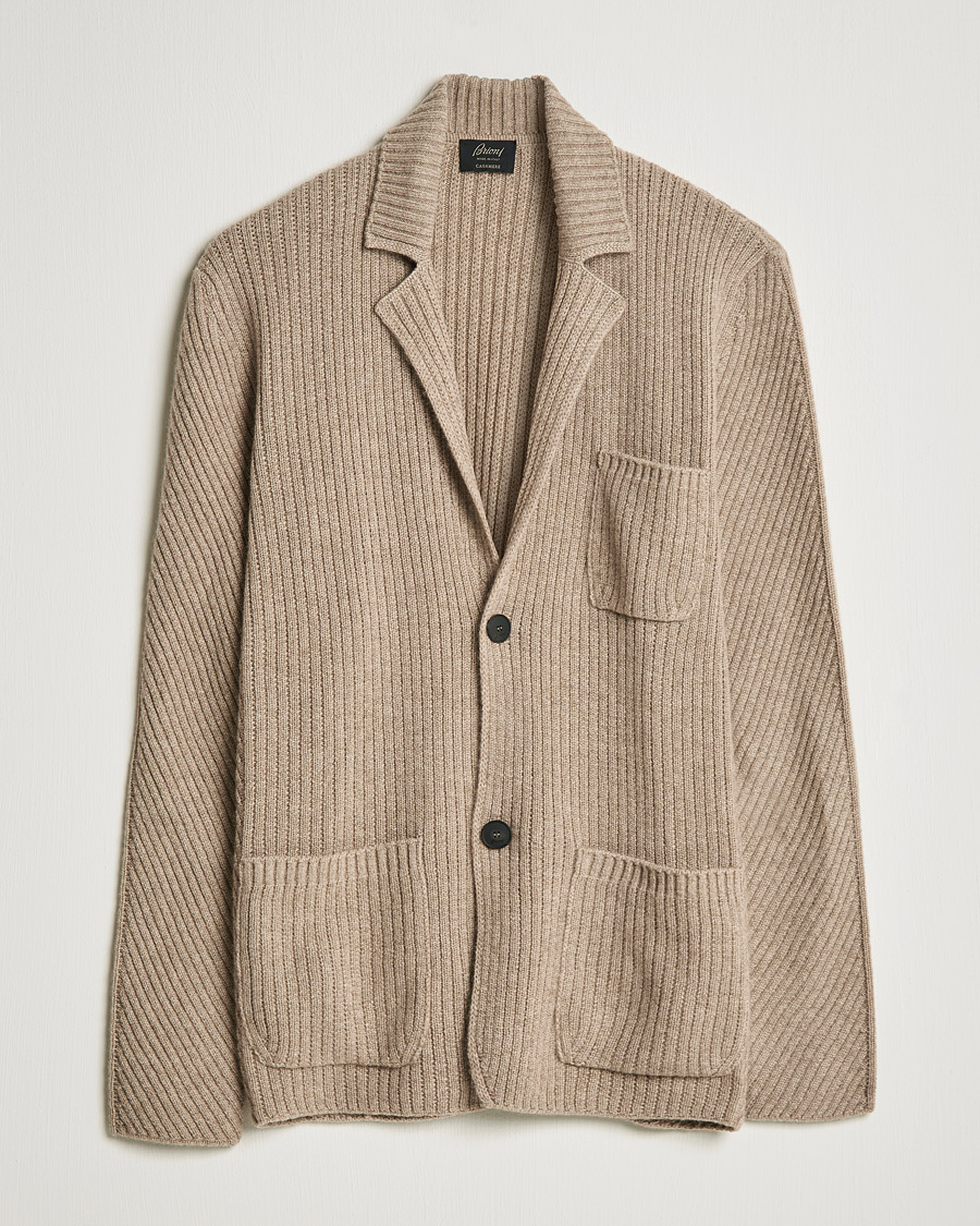 Herre | Dressjakker | Brioni | Pure Cashmere Knitted Blazer Beige