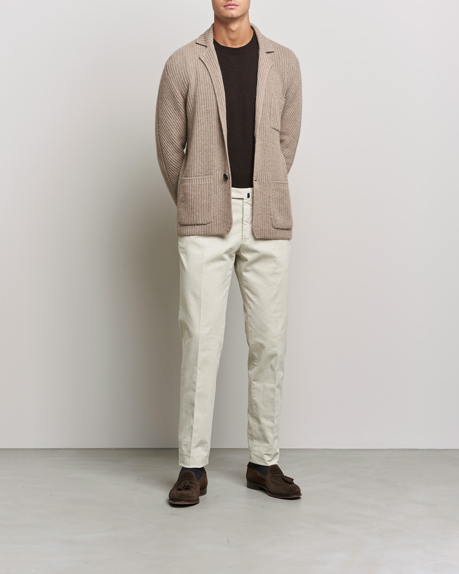 Herre |  | Brioni | Pure Cashmere Knitted Blazer Beige