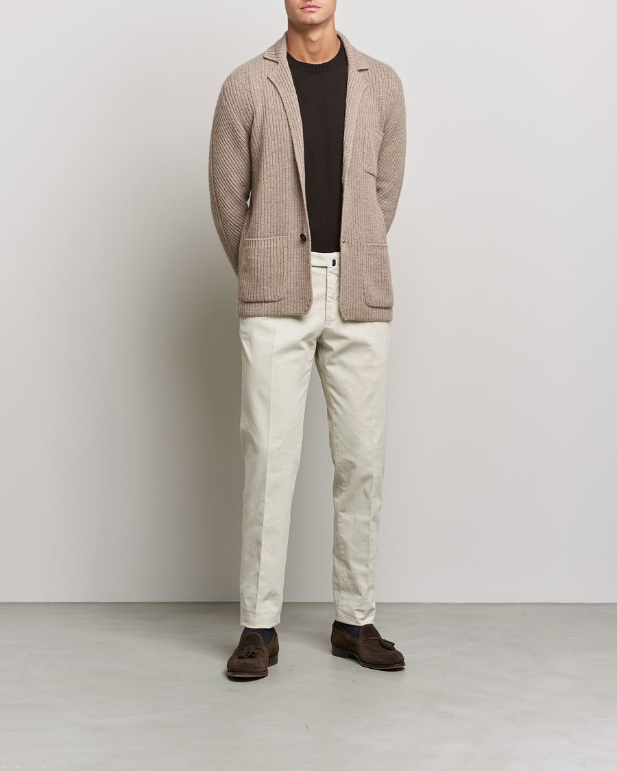 Herre | Dressjakker | Brioni | Pure Cashmere Knitted Blazer Beige