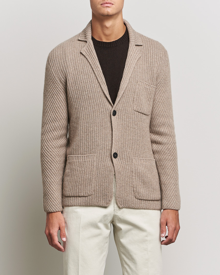 Herre | Dressjakker | Brioni | Pure Cashmere Knitted Blazer Beige