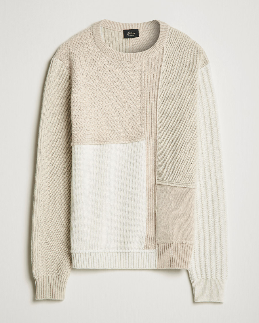 Herre |  | Brioni | Wool/Cashmere Patchwork Sweater Beige