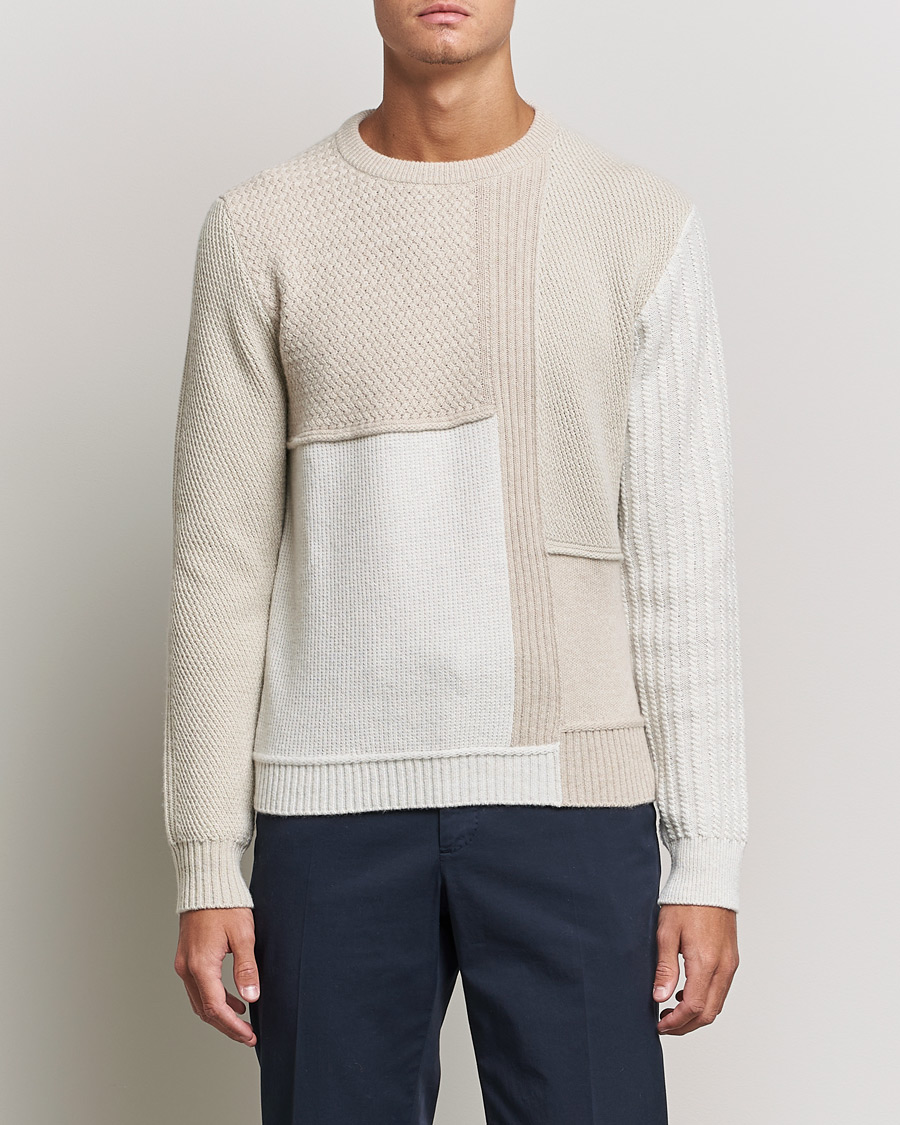 Herre | Strikkede gensere | Brioni | Wool/Cashmere Patchwork Sweater Beige