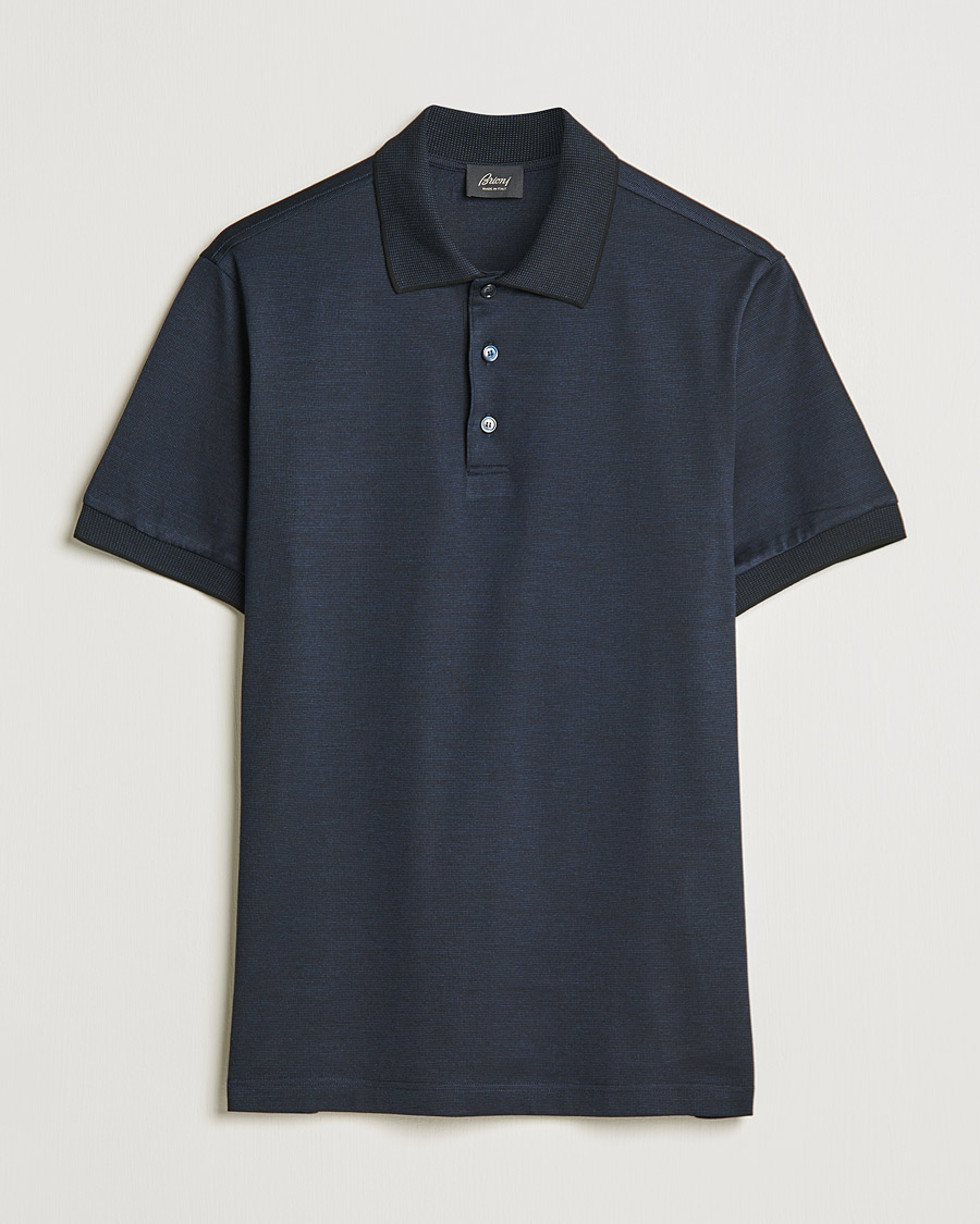 Herre | Kortermet piké | Brioni | Cotton/Silk Short Sleeve Polo Navy