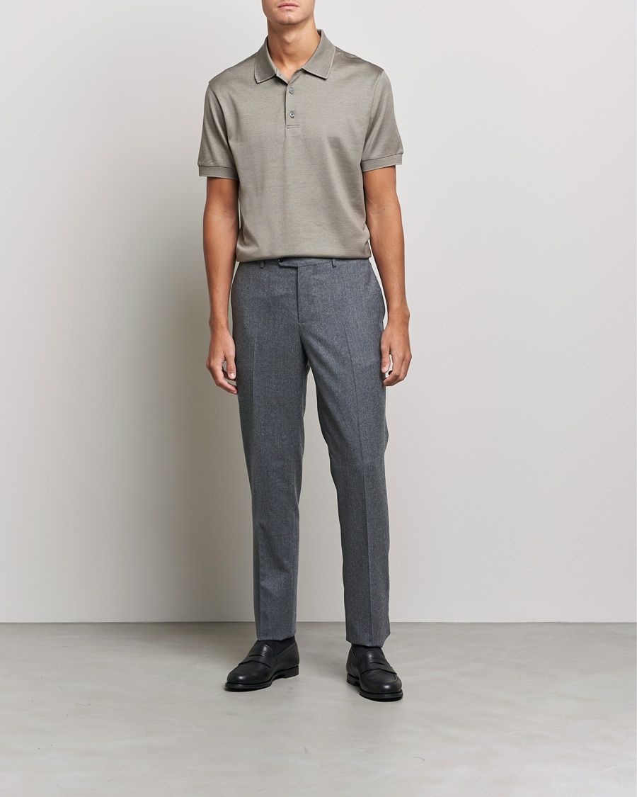Herre |  | Brioni | Cotton/Silk Short Sleeve Polo Beige