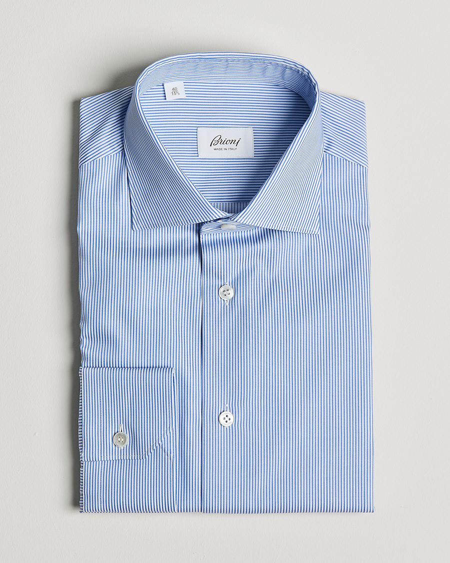 Herre | Skjorter | Brioni | Slim Fit Dress Shirt Light Blue Stripe