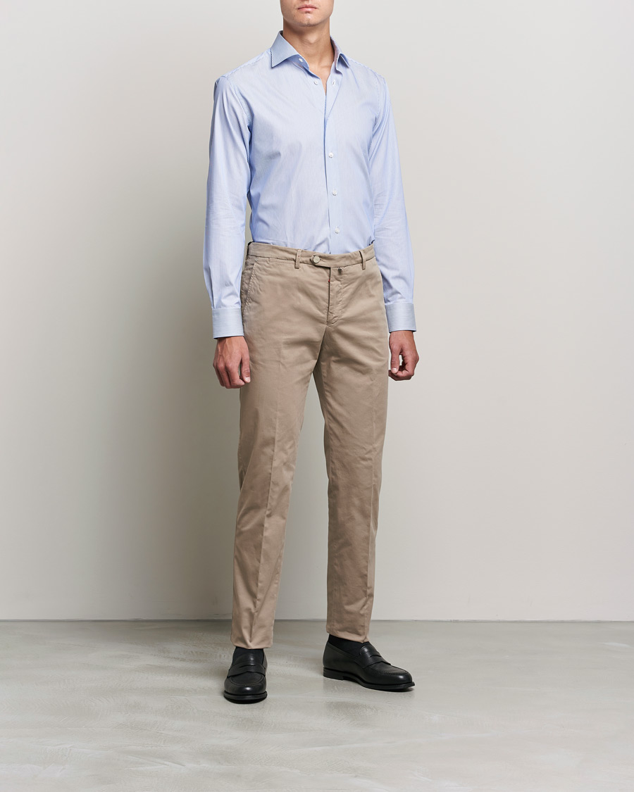 Herre | Businesskjorter | Brioni | Slim Fit Dress Shirt Light Blue Stripe