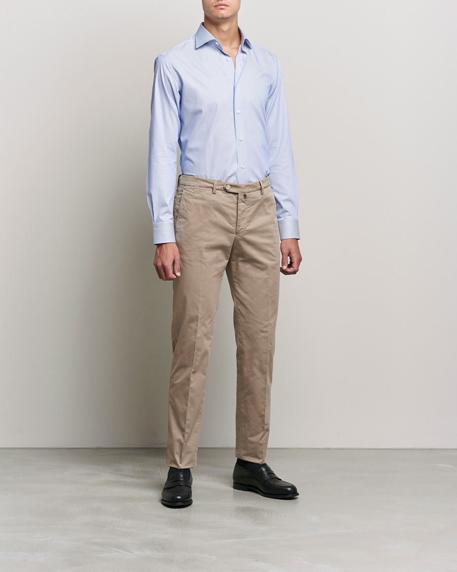 Herre | Skjorter | Brioni | Slim Fit Dress Shirt Light Blue Stripe