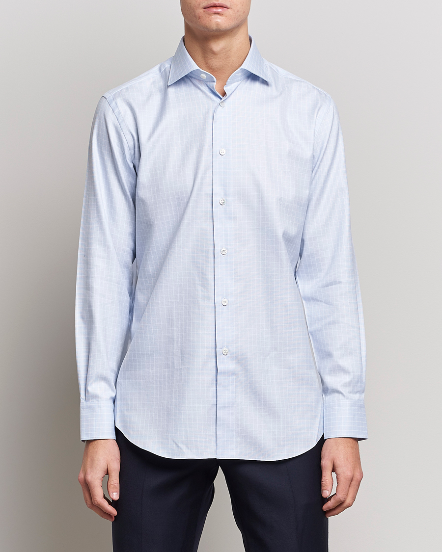 Herre | Skjorter | Brioni | Slim Fit Dress Shirt Light Blue Check