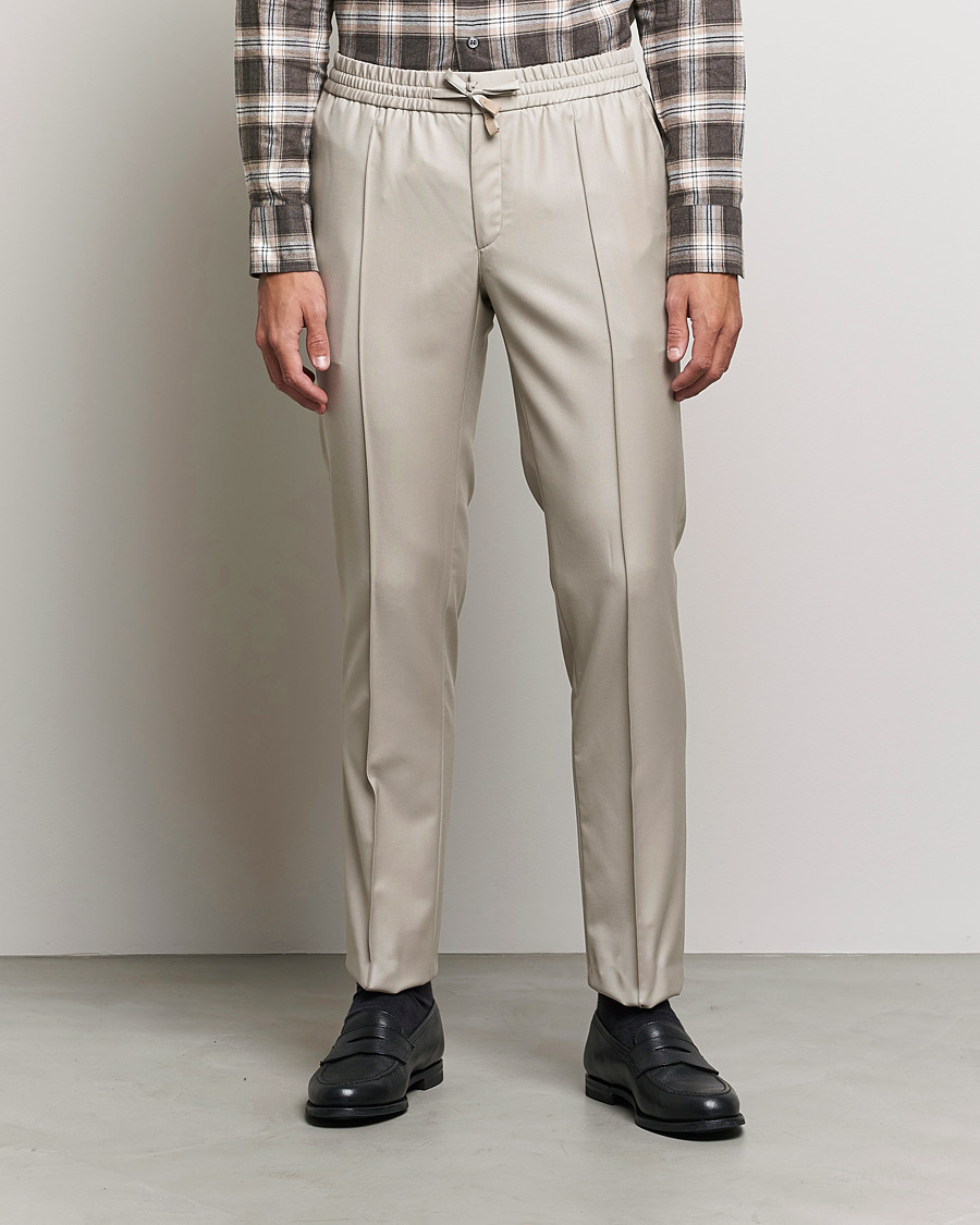 Herre | Bukser | Brioni | Wool/Cashmere Drawstring Trousers Beige