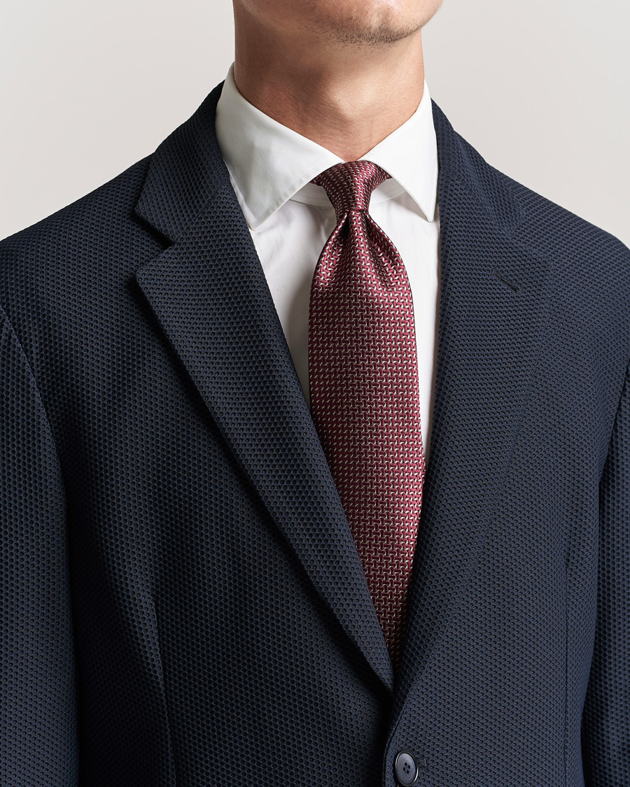 Herre | Brioni Micro Pattern Silk Tie Burgundy | Brioni | Micro Pattern Silk Tie Burgundy