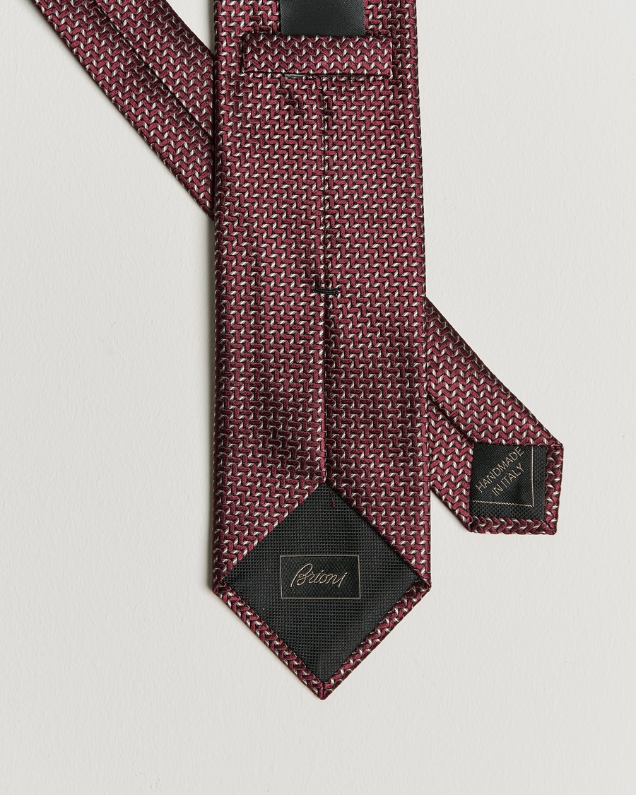 Herre | Slips | Brioni | Micro Pattern Silk Tie Burgundy