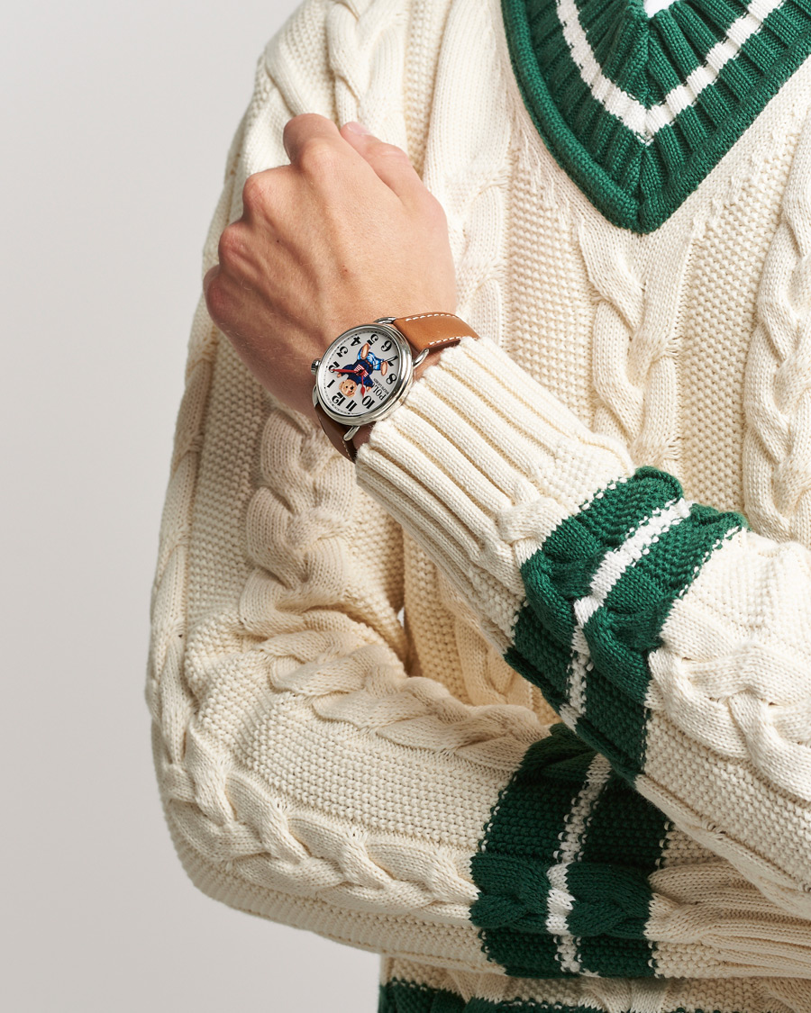 Herre | Skinnrem | Polo Ralph Lauren | 42mm Automatic Flag Bear White Dial