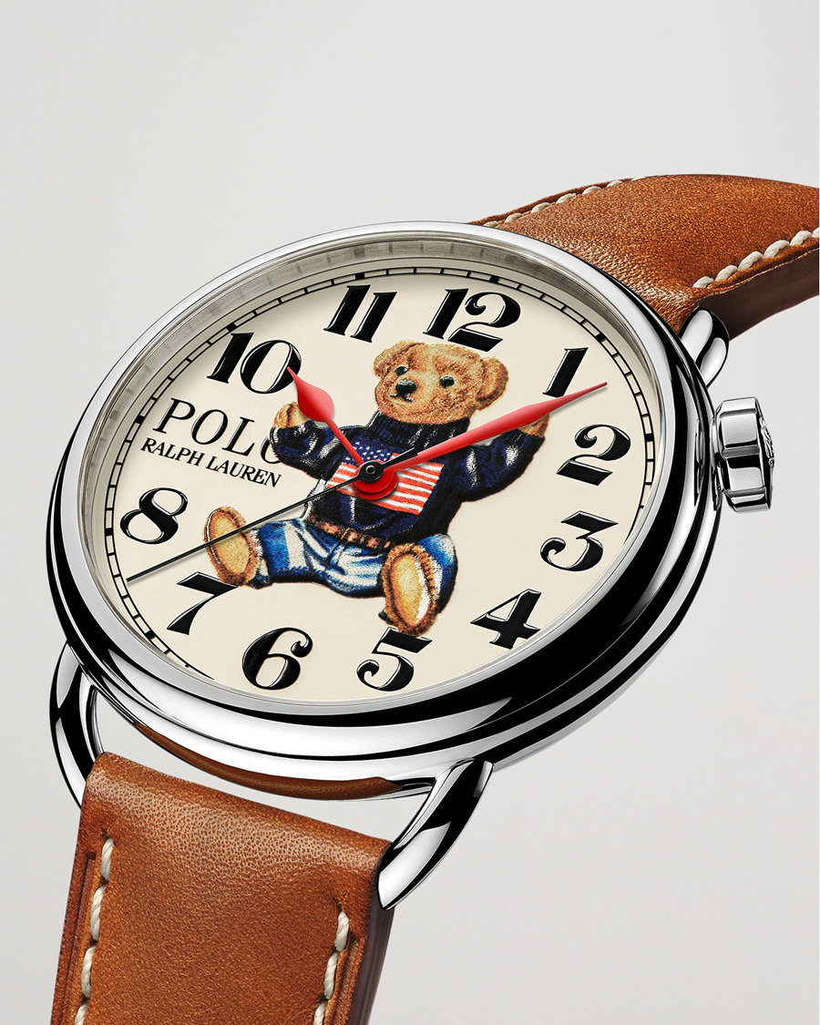 Herre | Skinnrem | Polo Ralph Lauren | 42mm Automatic Flag Bear White Dial
