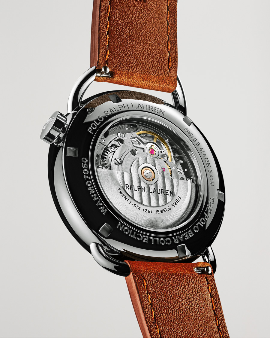 Herre | Skinnrem | Polo Ralph Lauren | 42mm Automatic Flag Bear White Dial