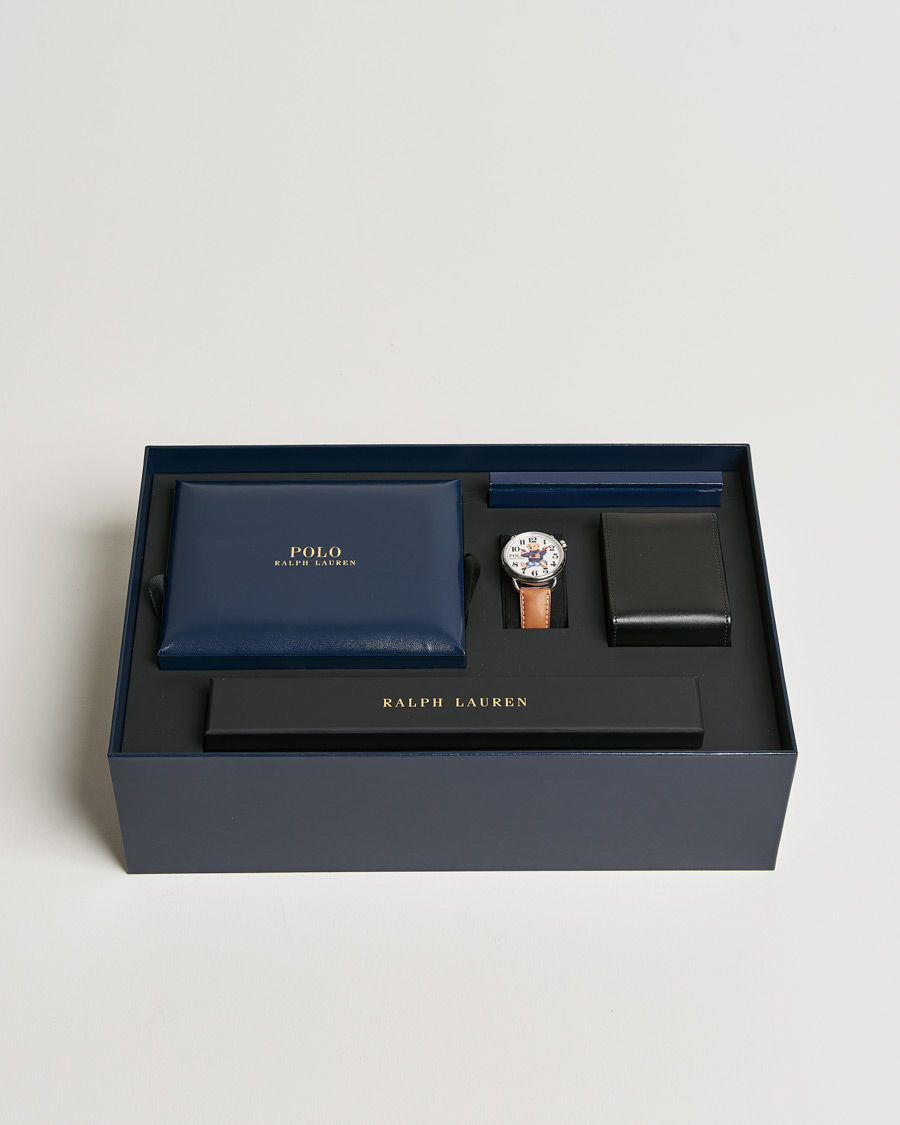 Herre | Skinnrem | Polo Ralph Lauren | 42mm Automatic Flag Bear White Dial