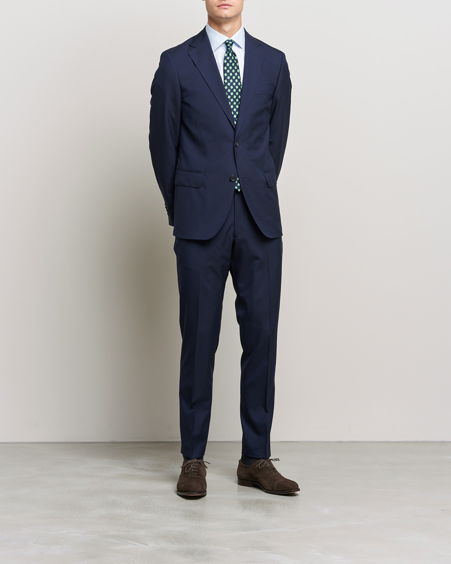 Herre | Klær | Oscar Jacobson | Denz Super 120's Wool Trousers Navy