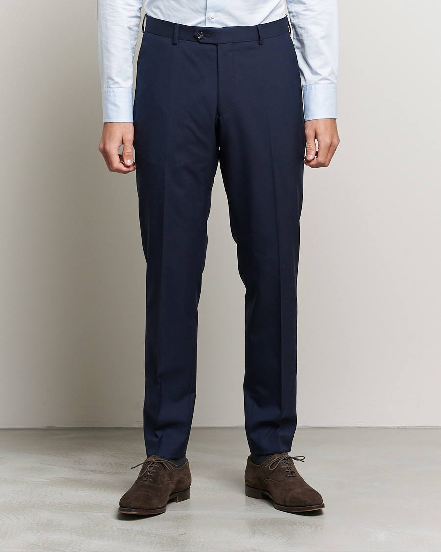 Herre | Bukser | Oscar Jacobson | Denz Super 120's Wool Trousers Navy
