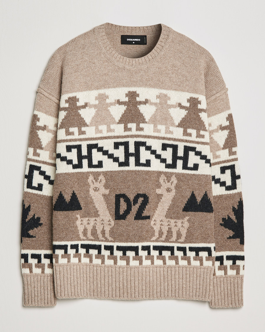 Herre |  | Dsquared2 | Llamas Heavy knitted Sweater Beige