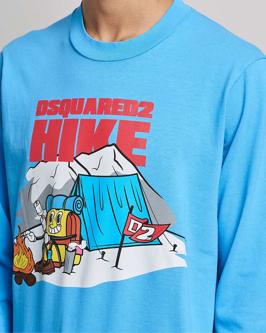 Herre | T-Shirts | Dsquared2 | Base Camp Long Sleeve Tee Light Blue