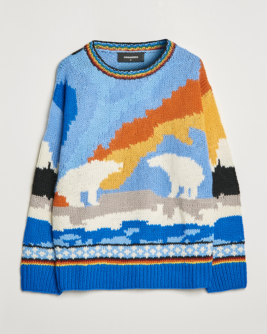 Herre | Gensere | Dsquared2 | Bear Dawns Knitted Sweater Blue/White