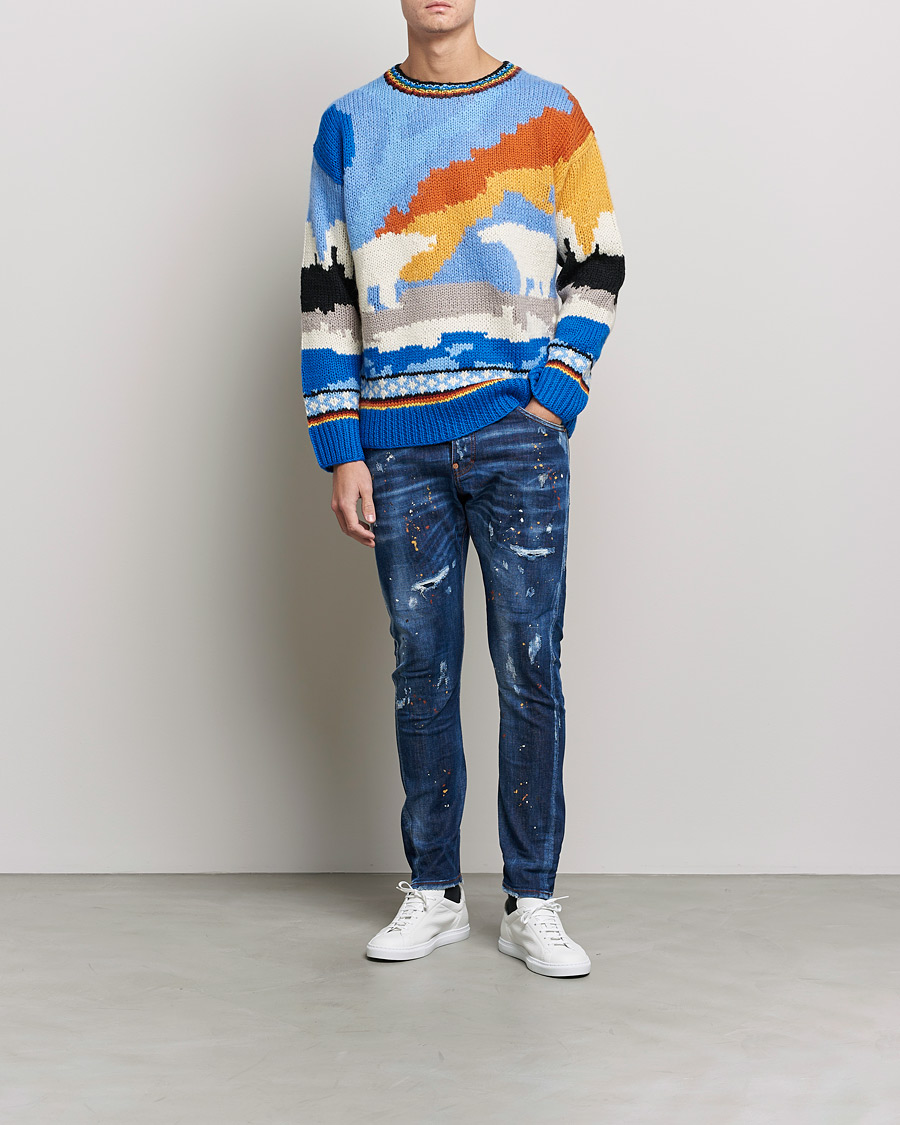 Herre | Dsquared2 | Dsquared2 | Bear Dawns Knitted Sweater Blue/White