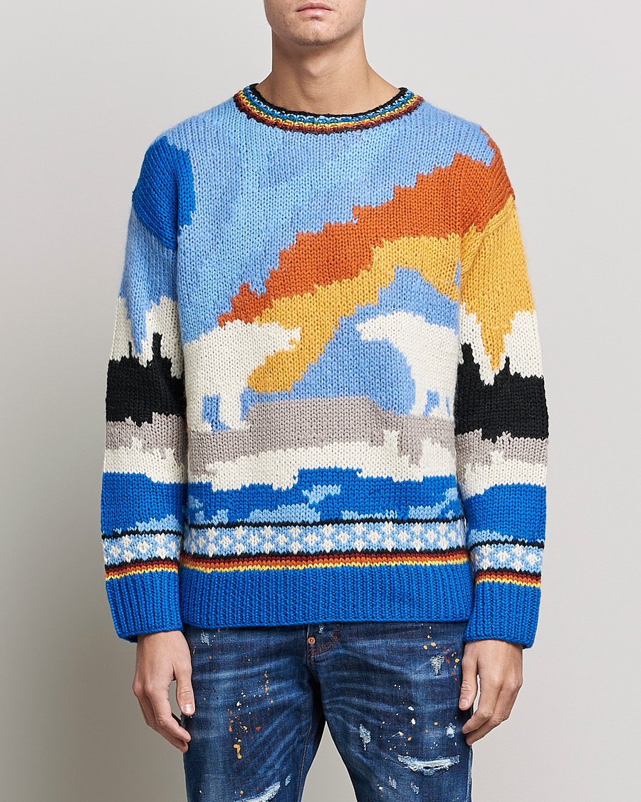 Herre | Julegensere | Dsquared2 | Bear Dawns Knitted Sweater Blue/White