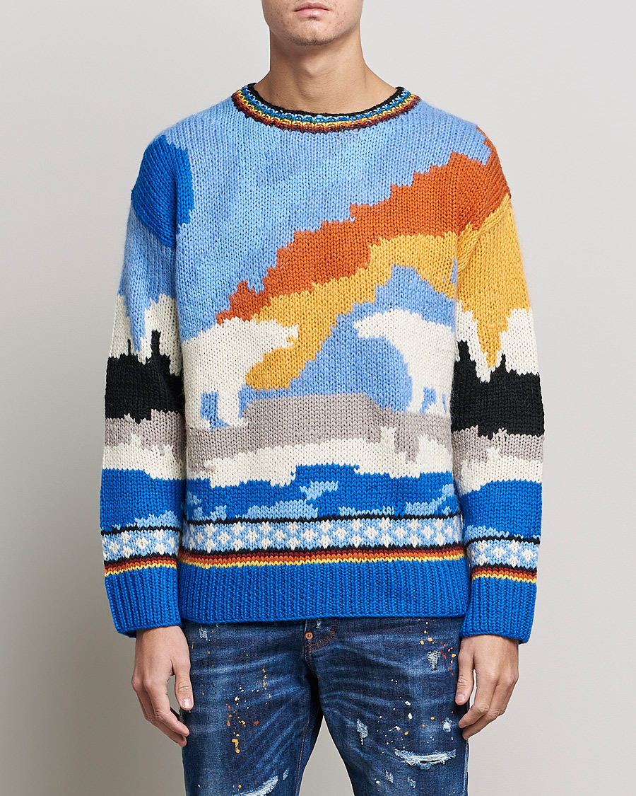 Herre | Gensere | Dsquared2 | Bear Dawns Knitted Sweater Blue/White