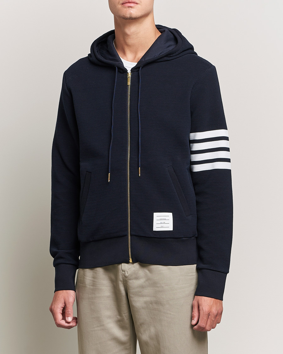 Herre | Gensere | Thom Browne | Ottoman Rib Zip Hoodie Navy
