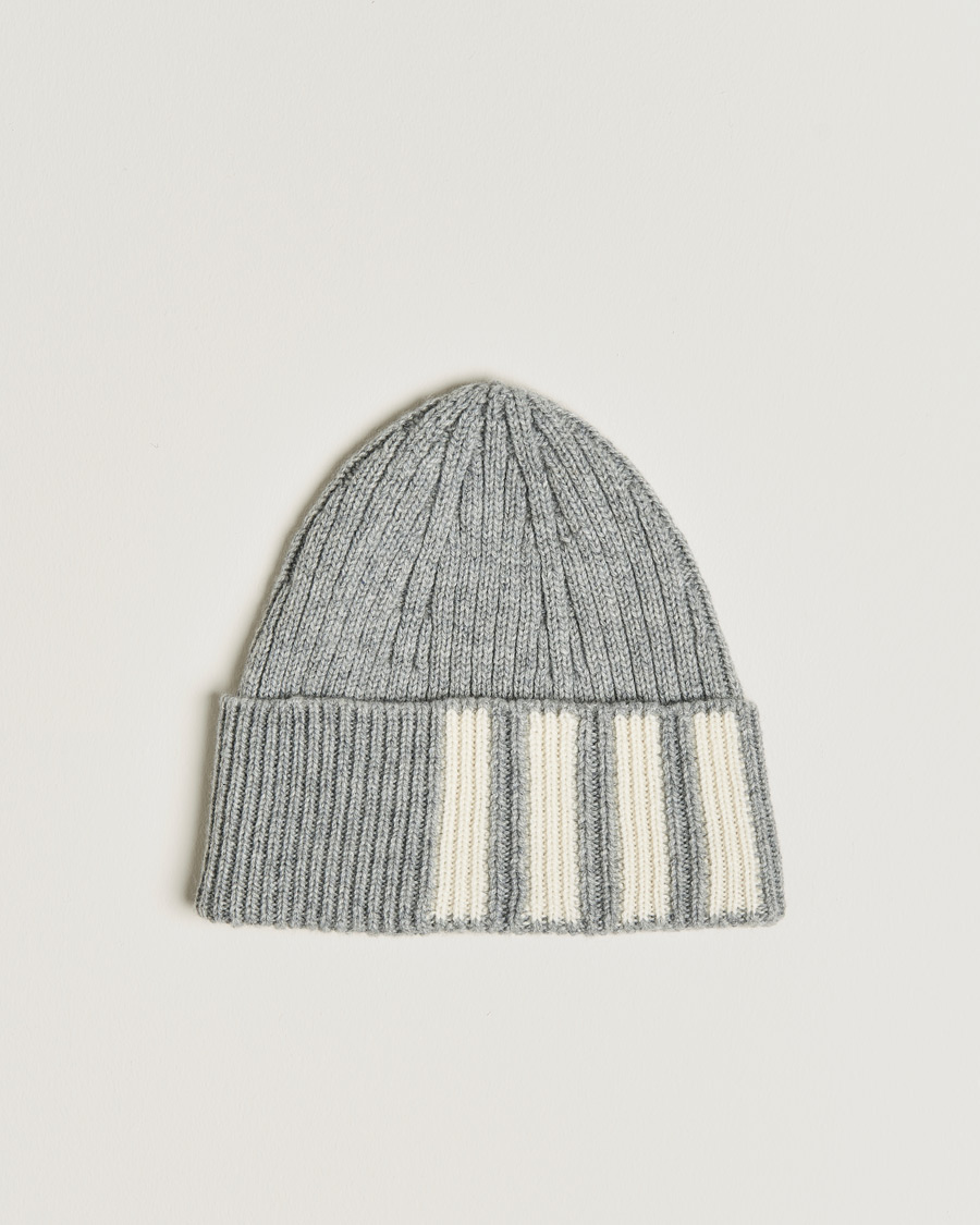 Herre | Thom Browne Rib Cashmere Beanie Light Grey | Thom Browne | Rib Cashmere Beanie Light Grey
