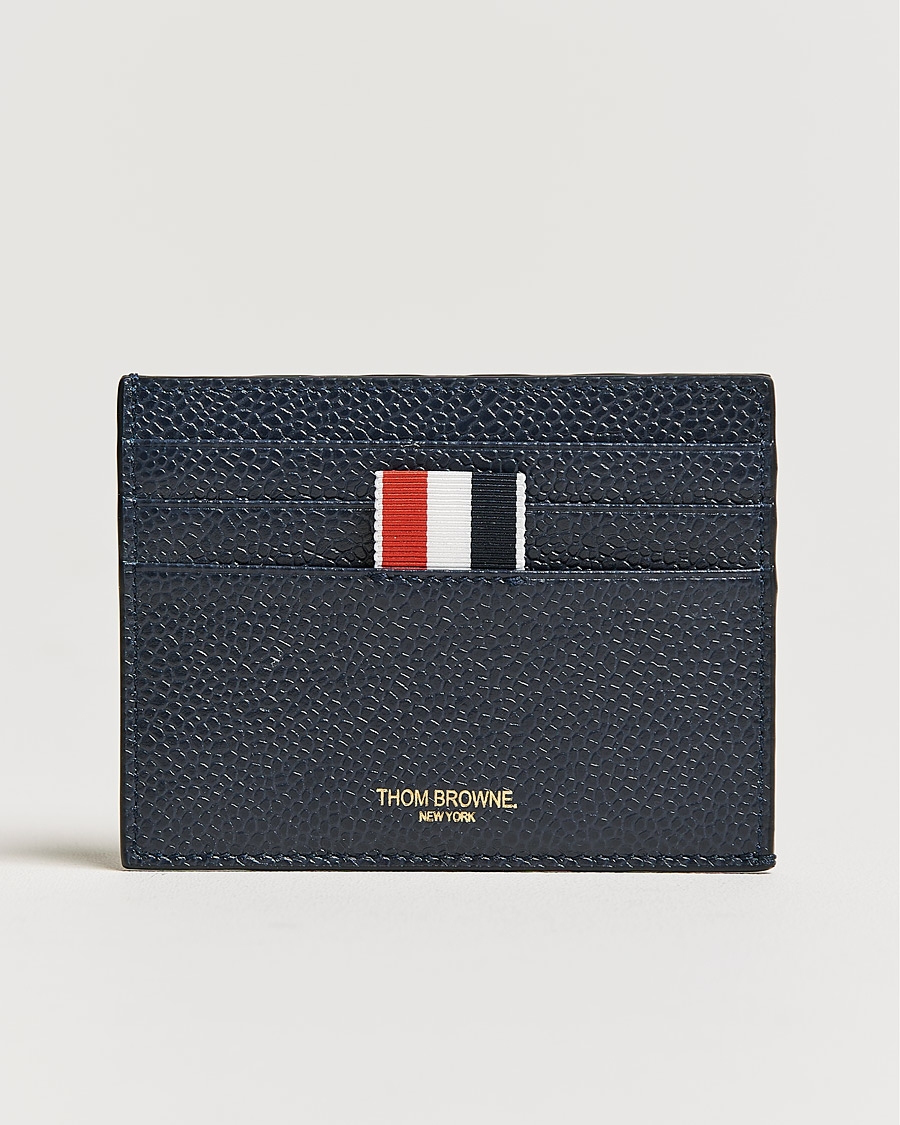 Herre | Thom Browne 4 Bar Card Holder Navy Calf | Thom Browne | 4 Bar Card Holder Navy Calf